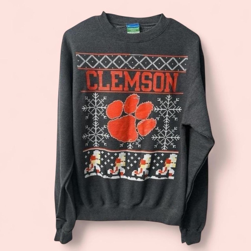 Champion Clemson Tigers Winter Crewneck Sweatshirt Gray Small‎